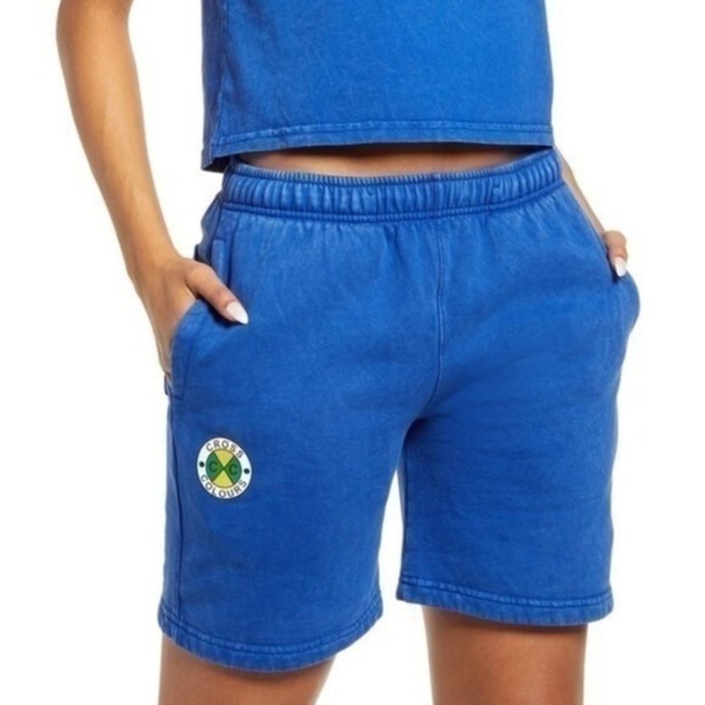 Cross Colours Mineral Royal Blue Logo Embroidered Shorts Size XL NWT‎